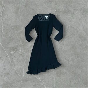 Mesh Sleeve Black Asymmetrical Dress
